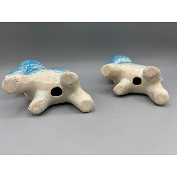 Vtg Set of 2 Ceramic Blue White Lamb Figurines Pair Nursery Decor Baby‎ - Picture 6 of 10
